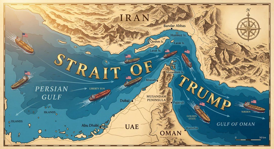 ترامپ تصویری از تنگه هرمز را با نام «تنگه ترامپ» بازنشر کرد