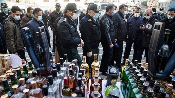 Confiscated bootleg alcohol by Iranian authorities. (File photo)