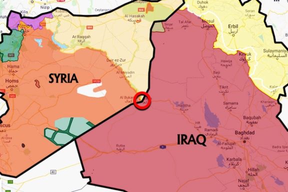 Map showing Bukamal in the Iraqi-Syrian border