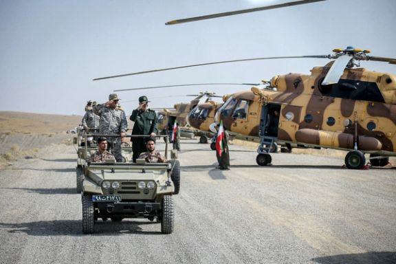 Islamic Revolutionary Guard Corps (IRGC) Commander-in-Chief Major General Hossein Salami reviews military equipment during an IRGC ground forces military drill in the Aras area, East Azarbaijan province, Iran, October 17, 2022.