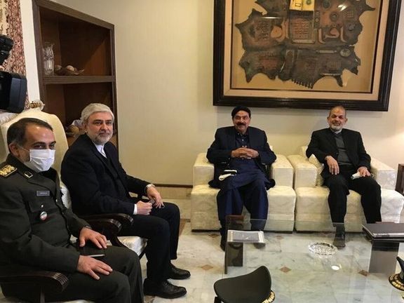 Ahmad Vahidi (far right) meeting with Pakistani security officials. February 14, 2022
