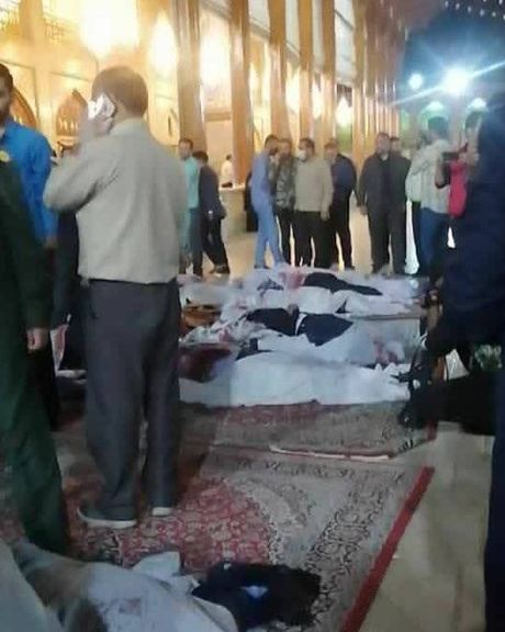 A photo published on social media reportedly shows bodies in Shahcheradh shrine, Oct. 26, 2022