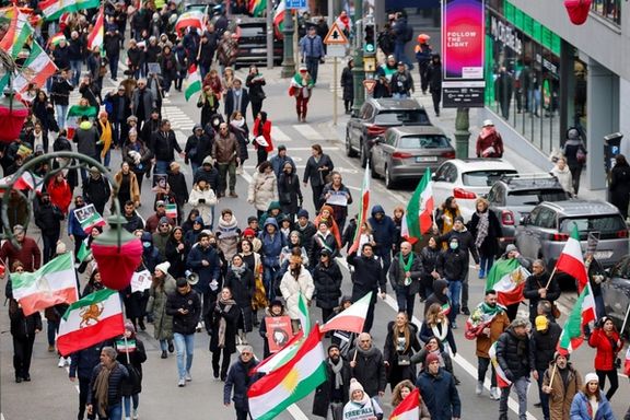 A view of the Iranians’ rally in the Belgian capital Brussels on February 20, 2023