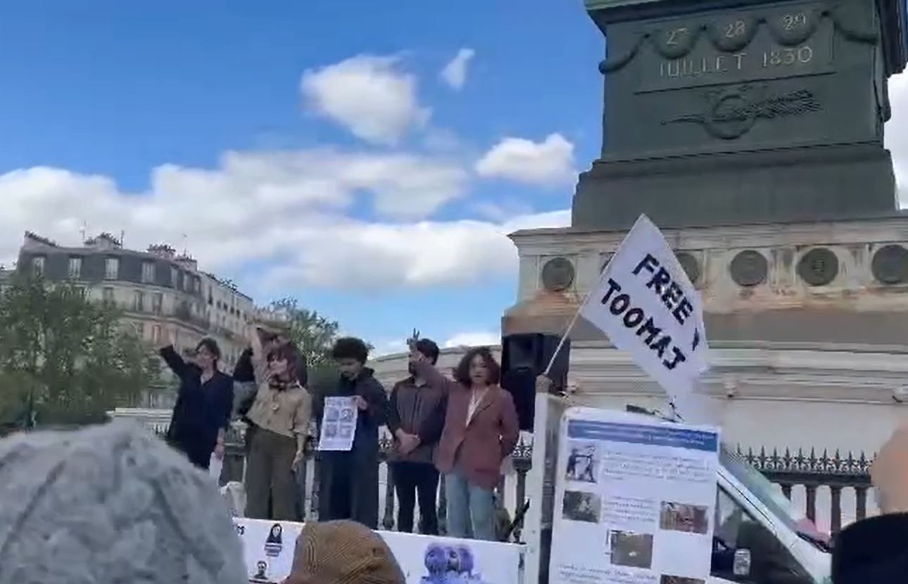 Iranians’ demonstrations in solidarity with Toomaj Salehi in Paris on April 28, 2024 