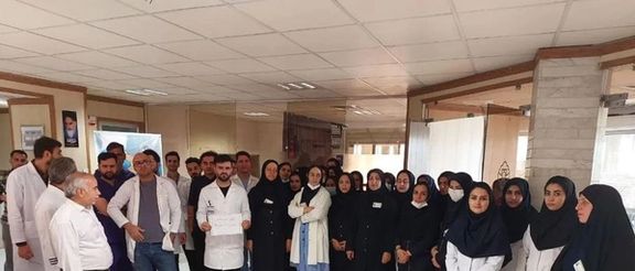 Nurses in Meybod, Yazd Province, staged a protest on November 17, 2024, demanding payment of their arrears.