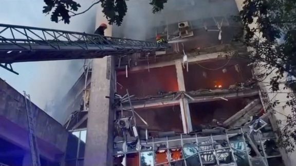 Firefighters work at a damaged property following a Russian drone attack at Izmail, Odesa region, Ukraine, August 2, 2023.
