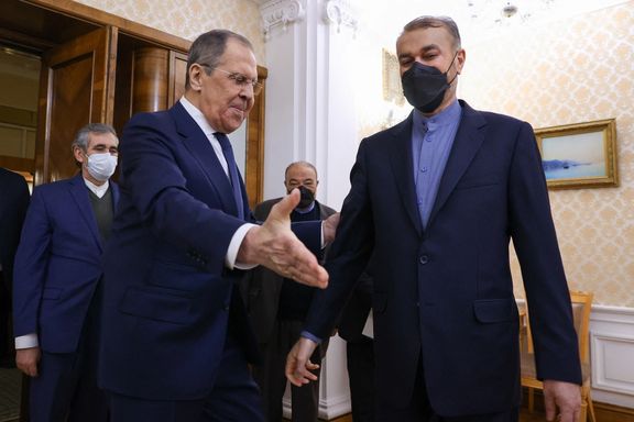 Russia's Lavrov with Iran's Amir-Abdollahian in Moscow. January 22, 2022