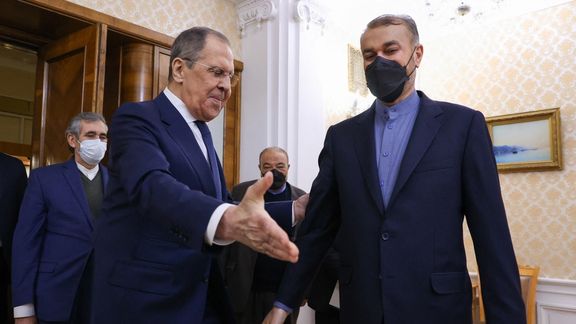 Lavrov with Iranian foreign minister Hossein Amir-Abdollahian in Moscow. January 20, 2022