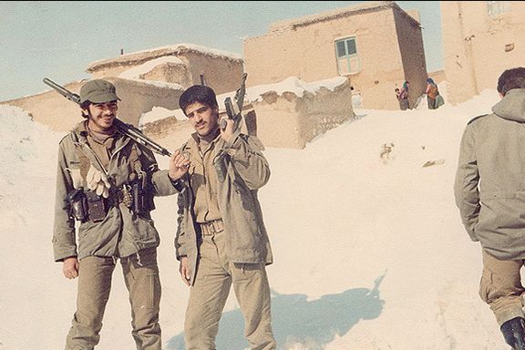 Ahmadreza Radan (C) as an IRGC fighter in the Iran-Iraq was in the 1980s