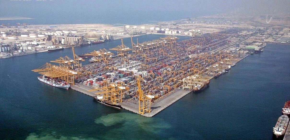Port of Dubai Emirate, located in Jebel Ali district, United Arab Emirates