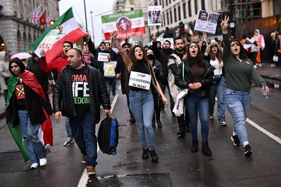 Iranian protesters in London on January 8, 2023