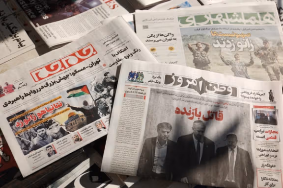 An Iranian newspaper with a cover photo of Israel's Prime Minister Benjamin Netanyahu is seen after the news of a ceasefire between Hamas and Israel, in Tehran, Iran, January 16, 2025.