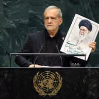 Pezeshkian gets the generals' applause, and no word from the man above them