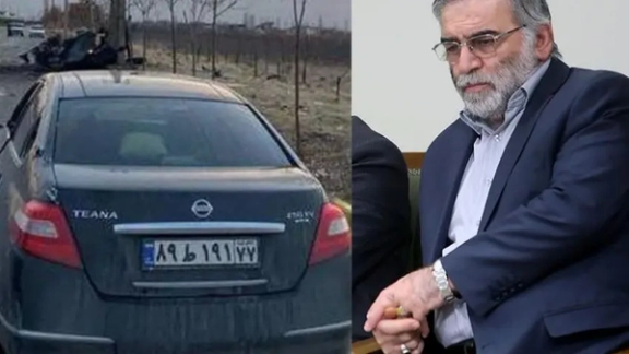 Iranian nuclear scientist Mohsen Fakhrizadeh, who was assassinated in his car in November 2020.