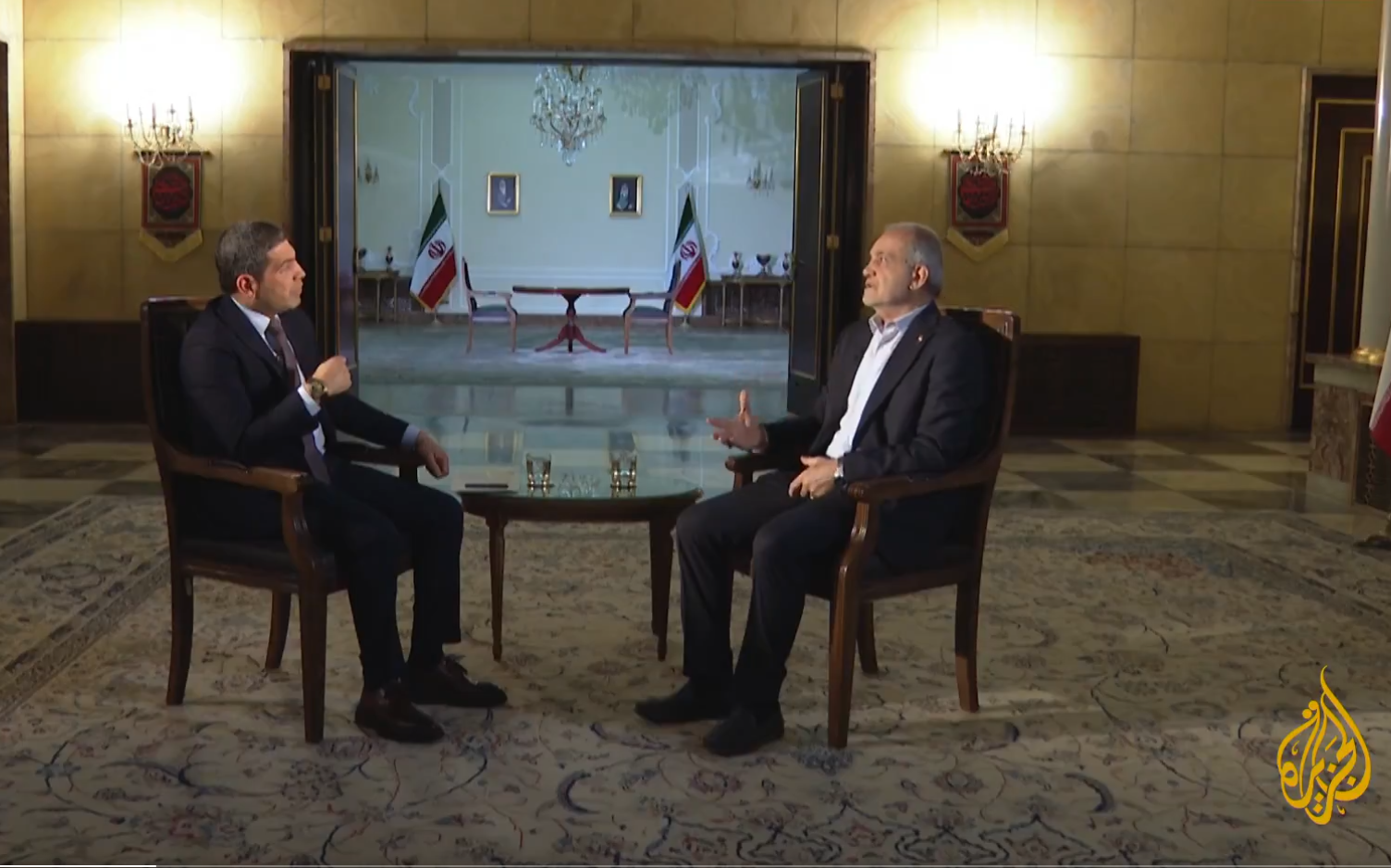 A screengrab from Iranian President Masoud Pezeshkian during an interview with Al Jazeera (July 2025)