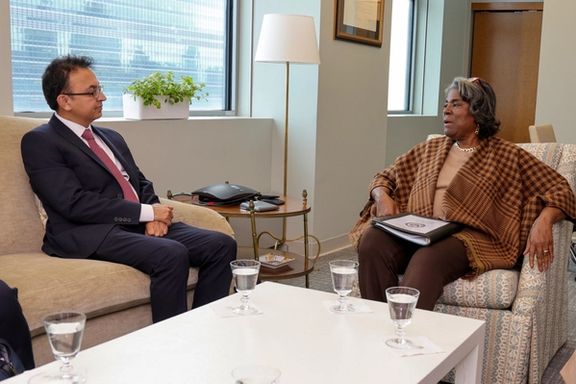 UN Special Rapporteur on the Human Rights Situation in Iran Javaid Rehman in a meeting with US Ambassador to UN Linda Thomas-Greenfield