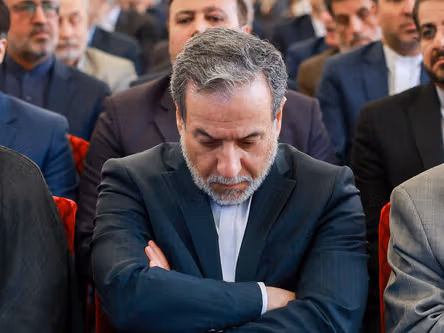 Iran foreign minister Abbas Araghchi in an event to commemorate his predecessor killed in a helicopter crash in May 2024, Tehran, Iran, May 21, 2025