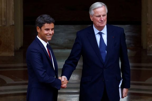 میشل بارنیه در کنار گابریل آتال نخستوزیر مستعفی فرانسه