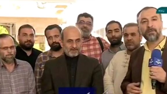 The group of expelled media team with the head of Iran's broadcasting (C). May 29, 2024