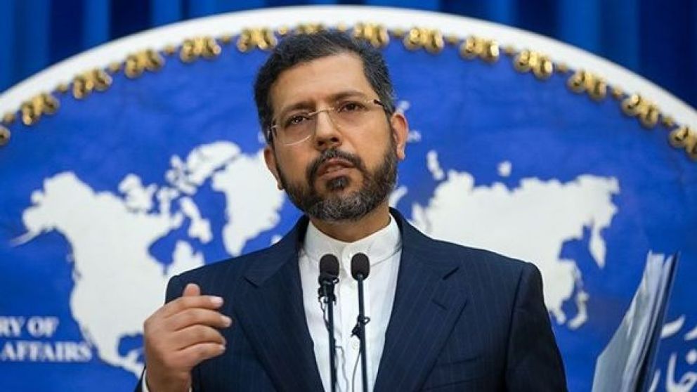 Foreign ministry spokesman Saeed Khatibzadeh during his press conference on Monday