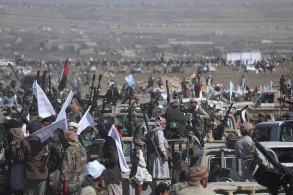 Houthi tribesmen parade to show defiance after US and UK air strikes on Houthi positions near Sanaa, Yemen February 4, 2024.