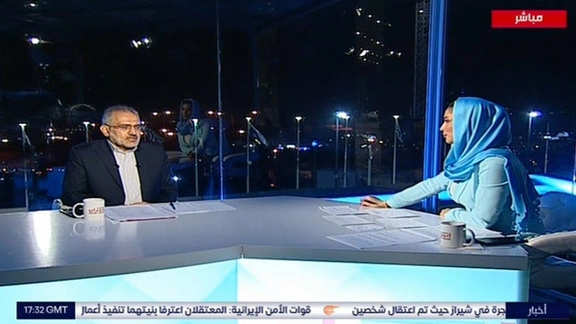 Iranian vice president for parliamentary affairs Mohammad Hosseini during an interview with Al Mayadeen TV