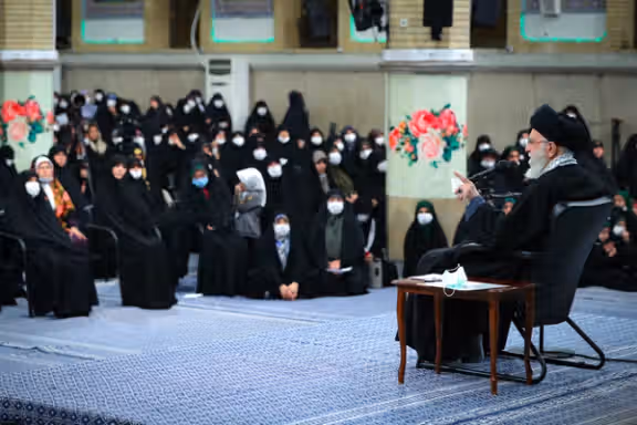 Supreme Leader Ali Khamenei speaking to a group of women o January 4, 2023