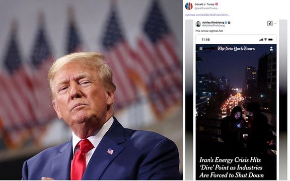 بازنشر پستی از سوی ترامپ درباره قطع برق در ایران و سقوط حکومتها