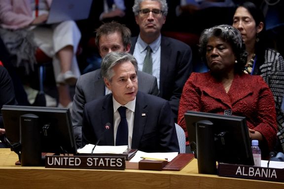 US  Secretary of State Antony Blinken speaks during a meeting of the Security Council on the conflict between Israel and the Palestinian Islamist group Hamas at UN headquarters in New York, October 24, 2023.