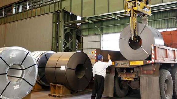 Steel destined for customers being loaded in Iran