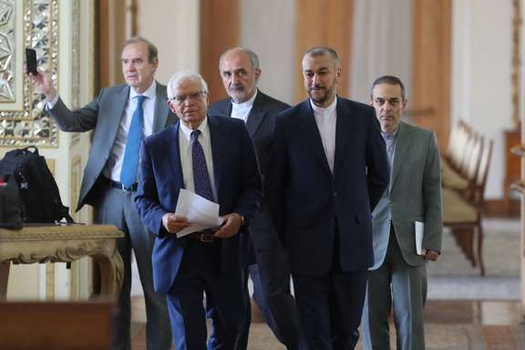 EU's Josep Borrell with Hossein Amir-Abdollahian in Tehran in June 2022