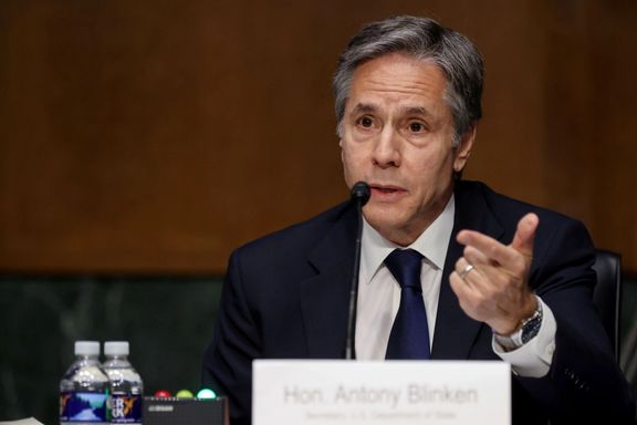 Secretary of State Antony Blinken testefying in the Senate.