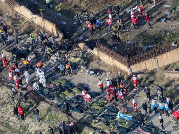 The crash site of flight PS752 near Tehran on January 8, 2020
