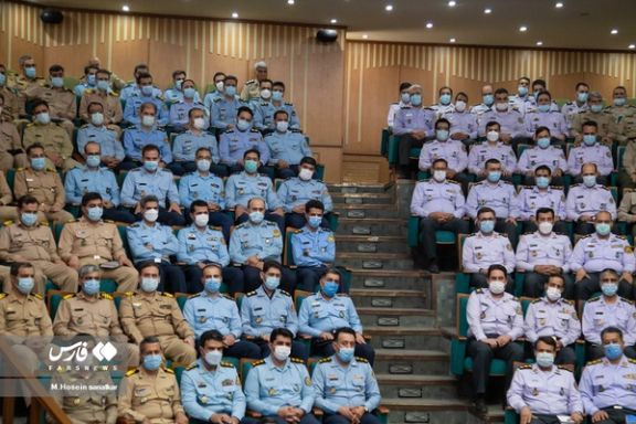 Members from different forces of Iran’s traditional army (Artesh) during a ceremony in Tehran