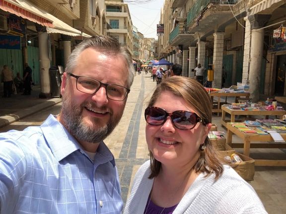 Stephen Troell and his wife in Baghdad, Iraq, June 2018