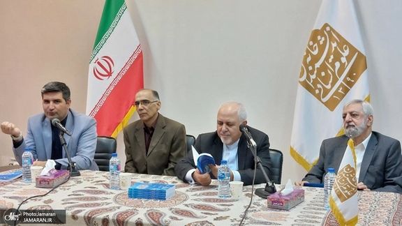 Iran’s former Foreign Minister Javad Zarif (3rd left) during an event in Tehran on October 11, 2023
