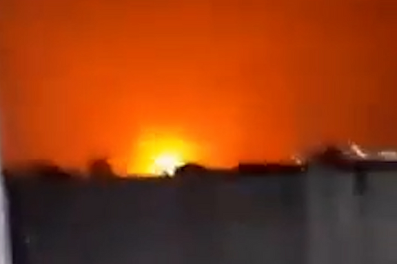 A video screen grab of one of the explosion in Erbil. March 13, 2022