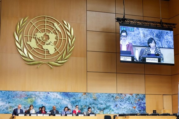 UN Special Rapporteur on the situation of human rights in Iran Mai Sato attends a session of the Human Rights Council at the United Nations in Geneva, Switzerland, March 16, 2026.