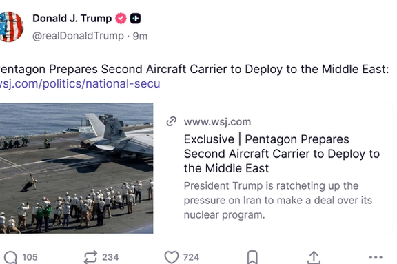 Wjsj Trump shares report of second aircraft carrier being deployed to ...