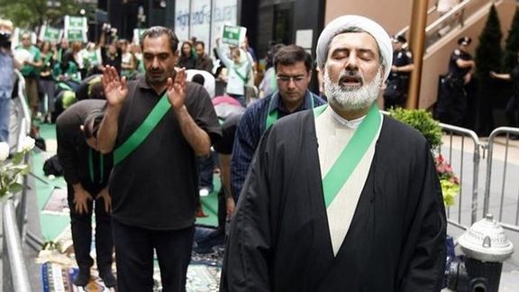 Reformist cleric Mohsen Kadivar during a religious gathering in the US.