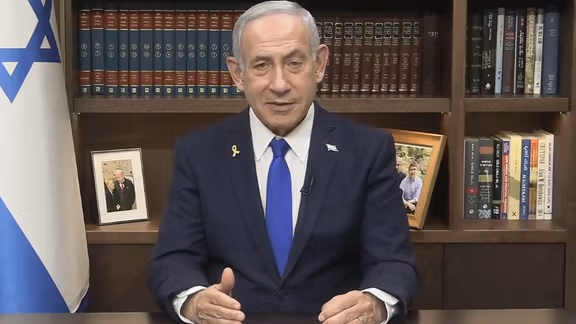 A screengrab from Israeli Prime Minister Benjamin Netanyahu's interview with Iran International on June 16, 2025