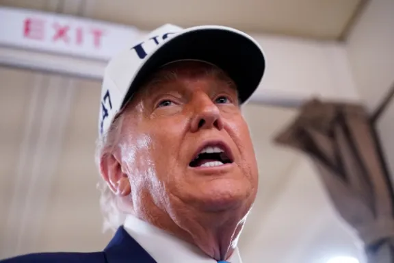 US President Donald Trump speaks to reporters aboard Air Force One en route to New Jersey, US, June 6, 2025.