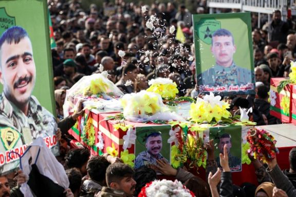 مراسم تشییع پیکر شماری از نیروهای دموکراتیک سوریه، شهر قامشلی، ششم دی