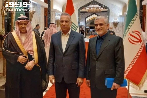 A deputy of Iran's Supreme National Security Council, Saeed Iravani (right) and head of the Saudi intelligence service Khalid bin Ali Al Humaidan (left)