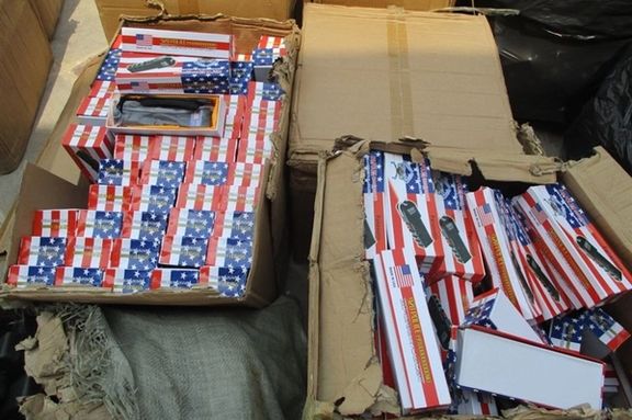 Boxes of electric shockers that Iran says it has confiscated
