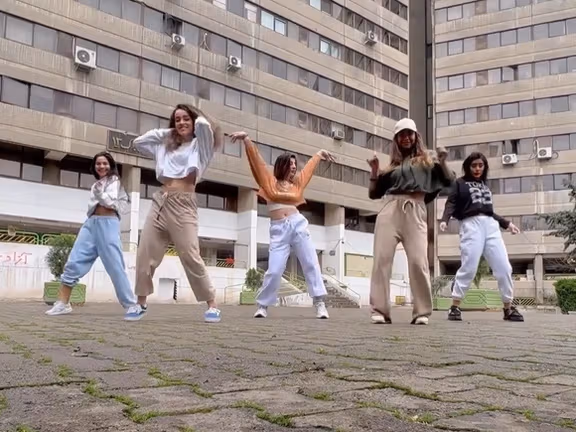 A screengrab of the video of five girls dancing on International Women's Day in the Iranian capital Tehran