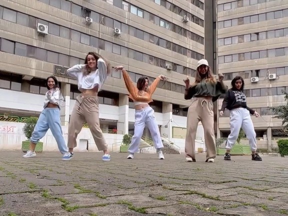A screengrab of the video of five girls dancing on International Women's Day in the Iranian capital Tehran