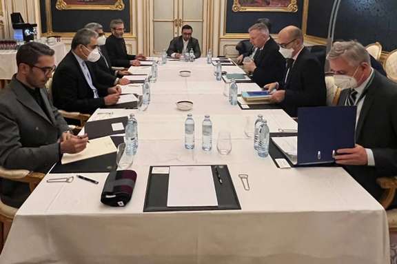 Iranian negotiators meeting with the three European envoys in nuclear talks on Monday.