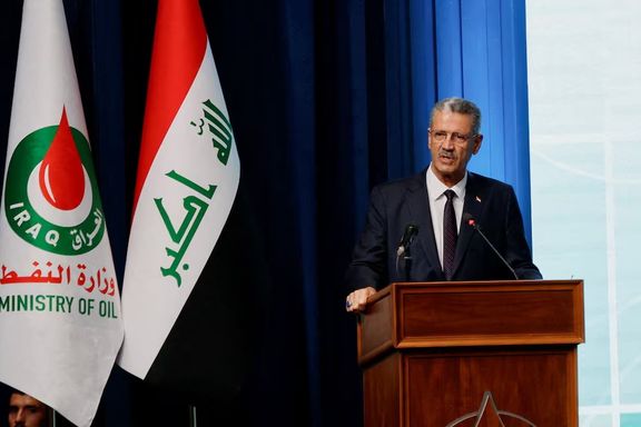 Iraq's Oil Minister Hayan Abdel-Ghani attends the fifth plus and sixth licensing rounds for 29 oil and gas exploration blocks at the Oil Ministry's headquarters in Baghdad, Iraq, May 11, 2024