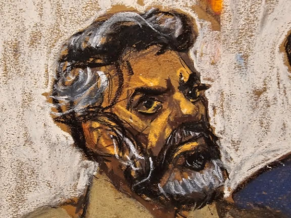 Asif Merchant, a Pakistani man with alleged ties to Iran, appears on charges in connection with a foiled plot to assassinate a US politician or government officials, in a courtroom in New York, US, September 16, 2024 in this courtroom sketch